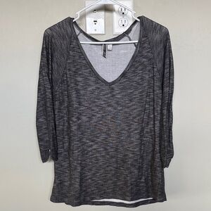 BKE Charcoal V-Neck Women's Blouse